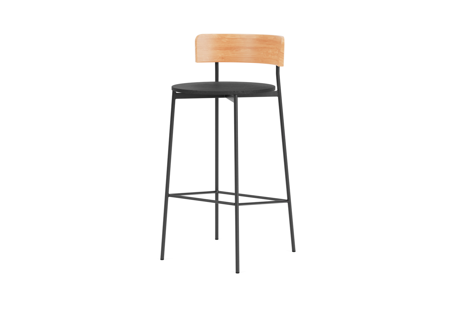 Friday bar stool - black frame - natural back (no upholstery)