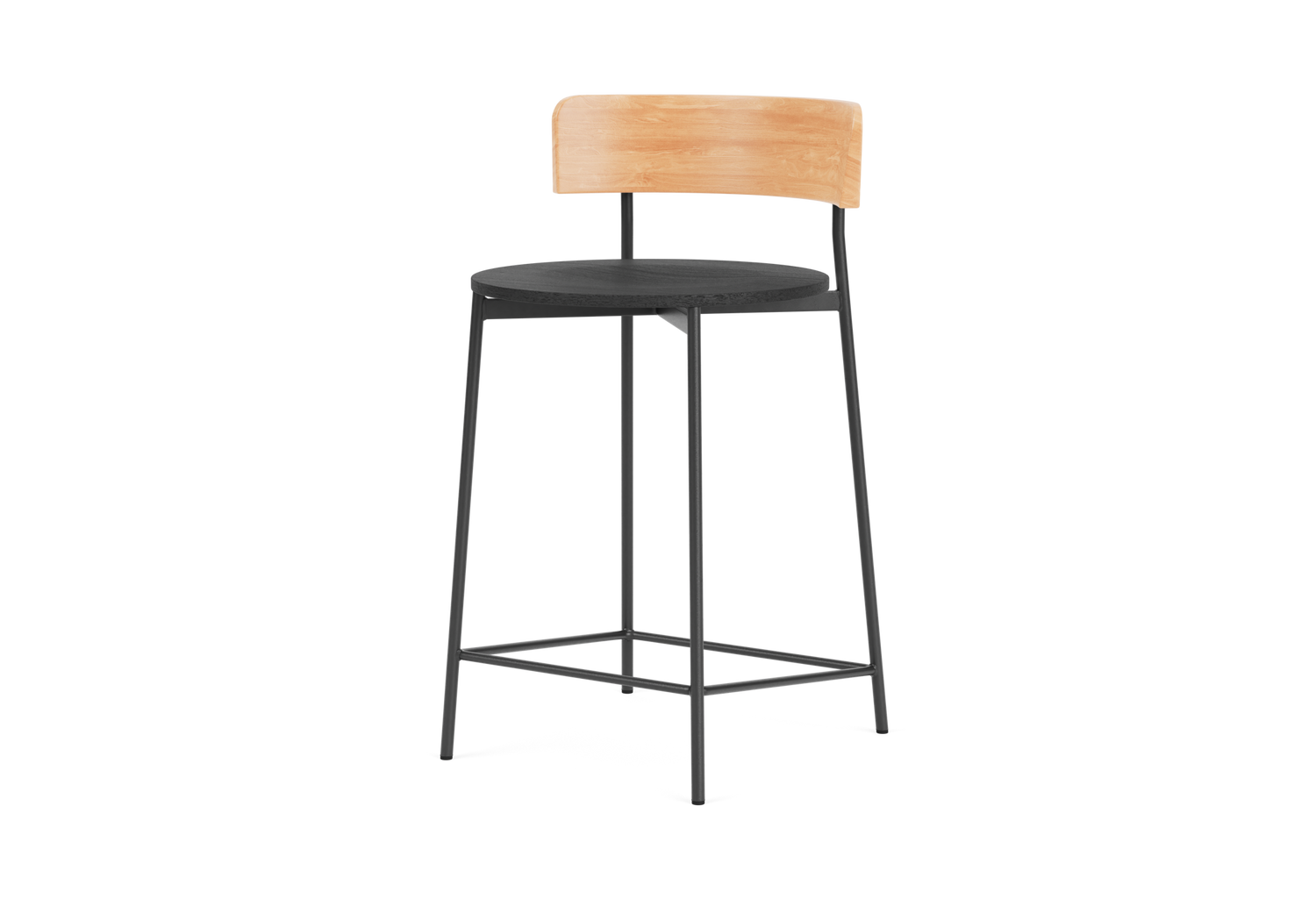 Friday counter stool - black frame - natural back (no upholstery)