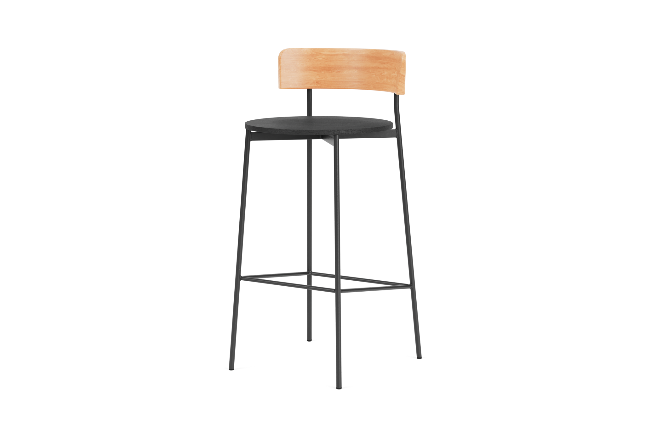 Friday bar stool - black frame - natural back (no upholstery)